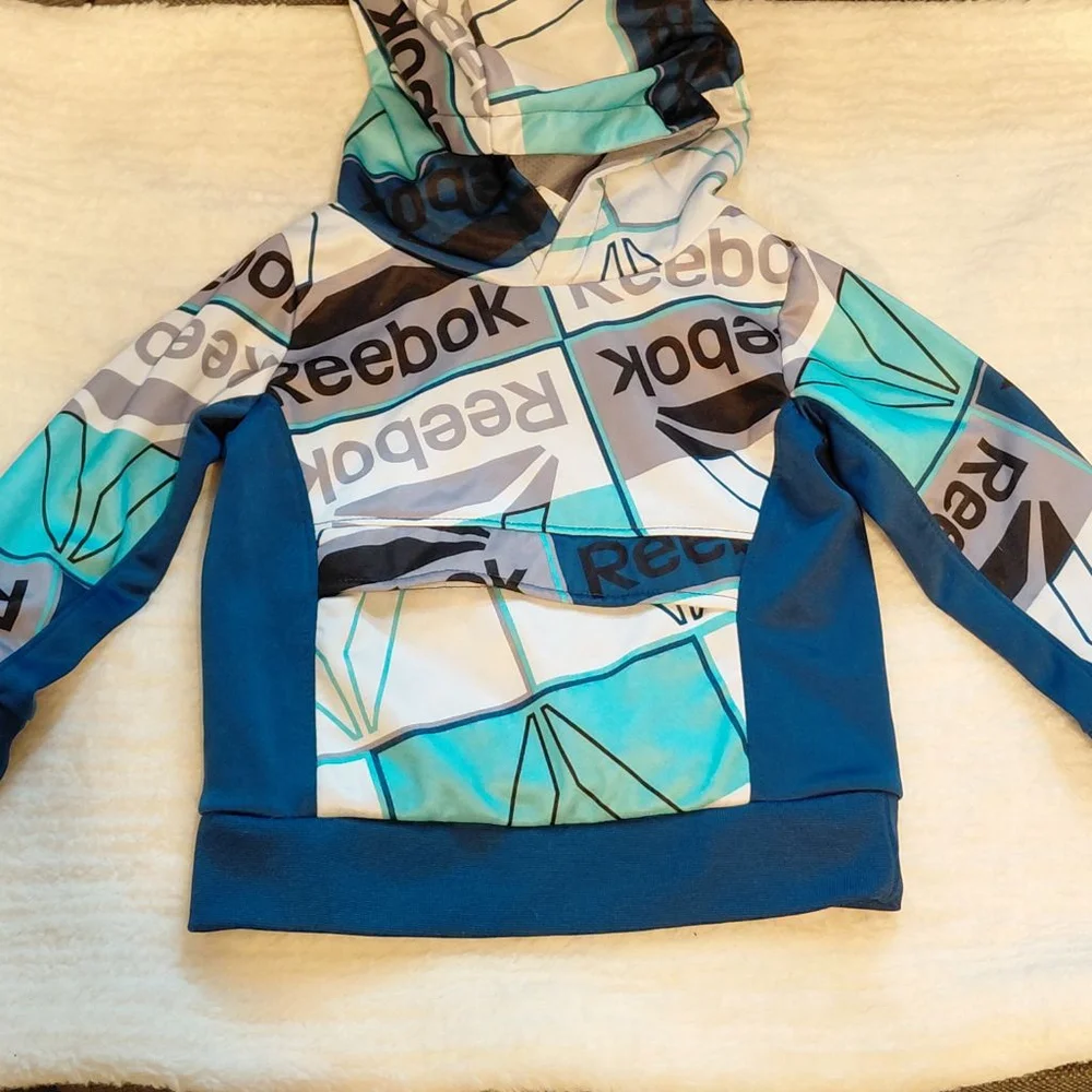 Baby Reebok Blue White Grey Graphic Hoodie 18 Months